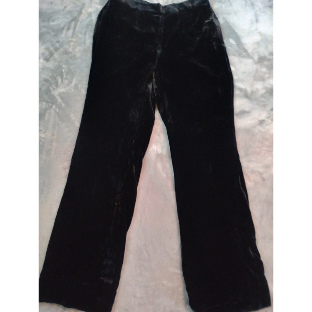 Velvet Velour Womens Pants Black Straight Leg Mid Rise Gothic Dark Romance Goth